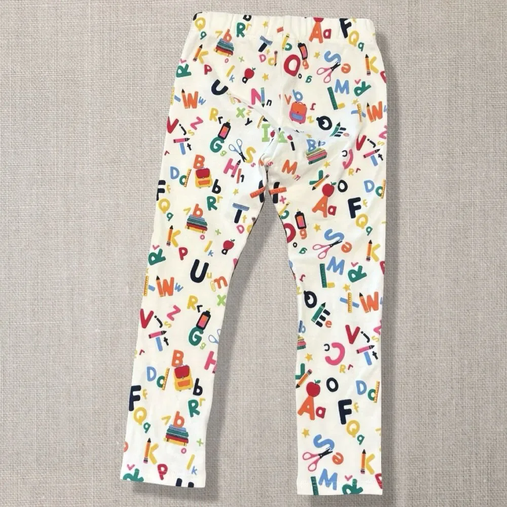 Gymboree Alphabet Print Leggings White Multicolor Toddler Girls 3T School